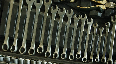 wrenches on a wall