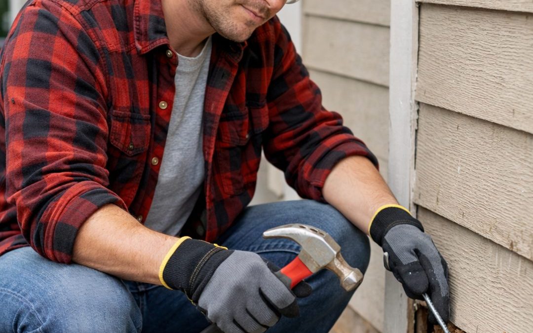 Guy Fixing the Side of a house